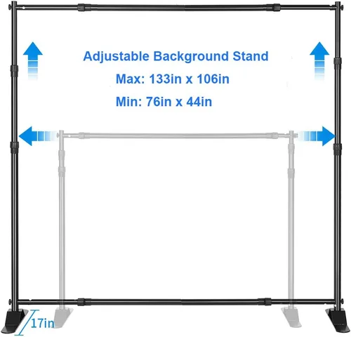 Miniatura 4 de ShowMaven Soporte para telón de fondo, soporte de pancartas resistente ajustable para ferias comerciales, soporte de exhibición de pasos