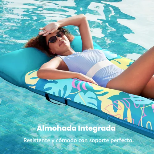 Miniatura 8 de SLOOSH Tumbona inflable para piscina, flotadores de tela XL para adultos, tumbona flotante de agua ultra cómoda con reposacabezas para playa, lago