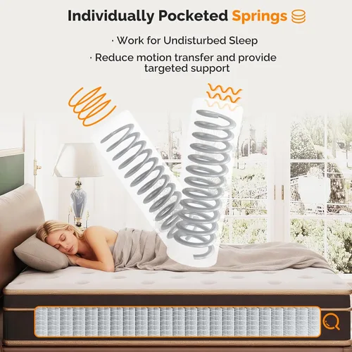 Miniatura 5 de VINGLI Colchón individual de 10 pulgadas para niños de espuma viscoelástica híbrida en una caja, resortes interiores de bolsillo enrollados