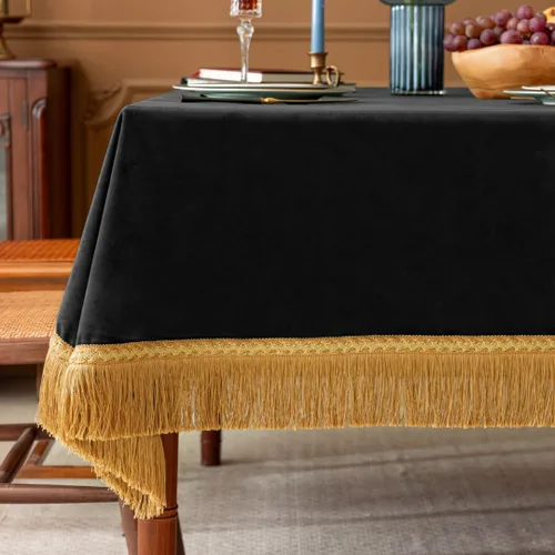 Miniatura 3 de F-CHU Manteles cuadrados pequeños de 36 x 36 pulgadas, mantel redondo pequeño de terciopelo color negro sólido para mesita de noche, mesita
