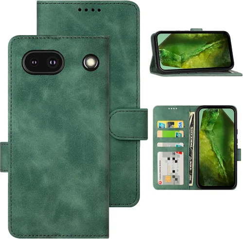 Miniatura 20 de Funda tipo cartera con tapa para Google Pixel 6a, [piel sintética + parachoques de TPU] [3 ranuras para tarjetas] [función de soporte]