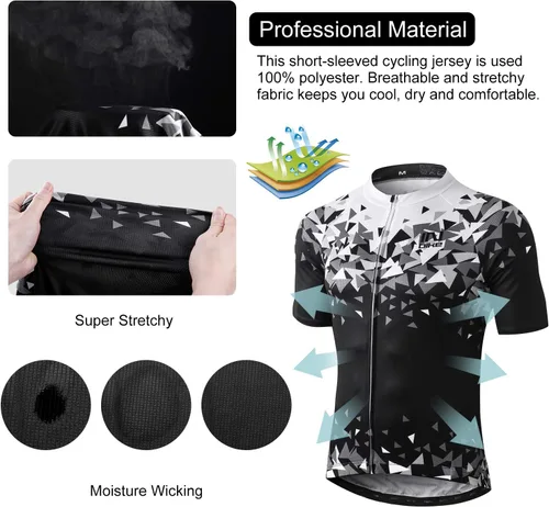 Miniatura 3 de INBIKE Conjunto de camiseta de ciclismo para hombre, camisa de ciclismo transpirable de manga corta con pantalones cortos acolchados