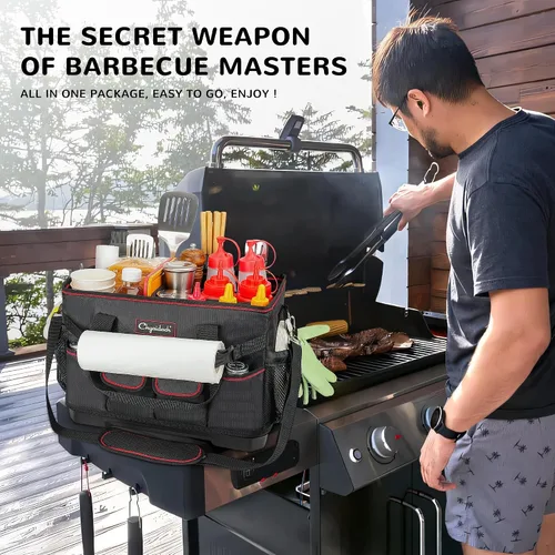 Miniatura 2 de Chyaidach Organizador de Parrilla Grande con Fondo Duro, Organizador de Plancha Plegable Portátil para Accesorios Blackstone, Esenciales para Portón