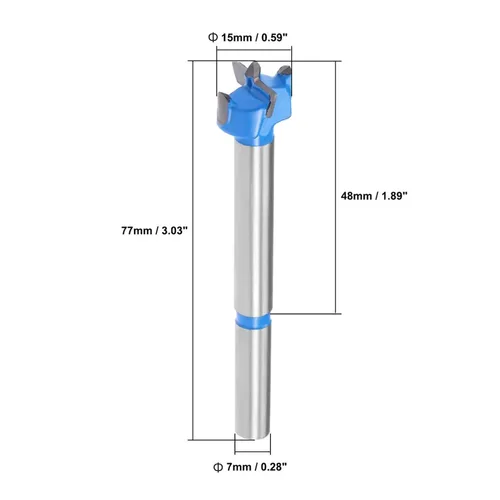 Miniatura 3 de Taladro de posicionamiento de la broca de perforación de 0.591 in Forstner Brocas de carburo de tungsteno Agujero de madera Sierra Bisagra Broca