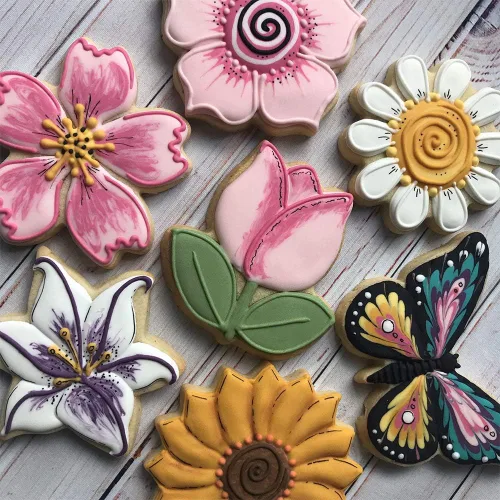 Miniatura 7 de LILIAO Juego de cortadores de galletas de flores, 7 piezas, diseño de lirio, margarita, girasol, flores de cerezo, tulipán, flores kapok y galletas