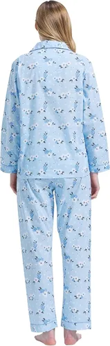 Miniatura 2 de Amaxer Conjunto de pijama 100% algodón para mujer, de manga larga, suave, con botones, con cordón elástico