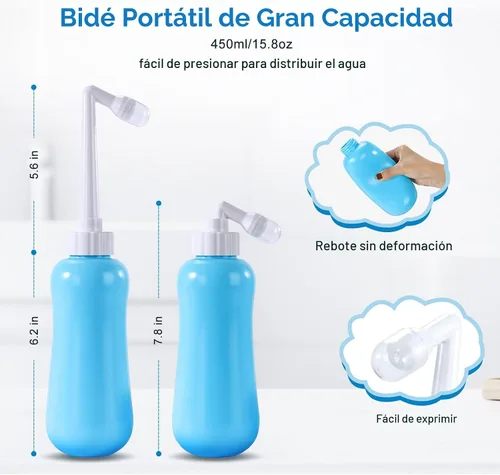 Miniatura 3 de Bidé Portátil de Viaje de Gran Capacidad 450ml (15oz) Personal de Mano Azul