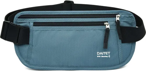 Miniatura 30 de DAITET Cinturón de dinero, soporte para pasaporte, cartera de viaje oculta segura con bloqueo RFID, riñonera encubierta (negro), Negro, Rfid
