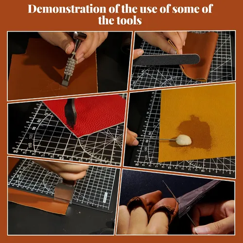Miniatura 3 de FIOQE Kit de herramientas de cuero y manualidades para principiantes, 72 herramientas de cuero con bolsa de almacenamiento para coser, tallar