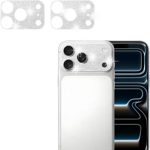Miniatura 11 de [Paquete de 2] Protector de lente de cámara de cristal brillante para iPhone 11/iPhone 12 mini, cubierta de cámara trasera de diamante con purpurina