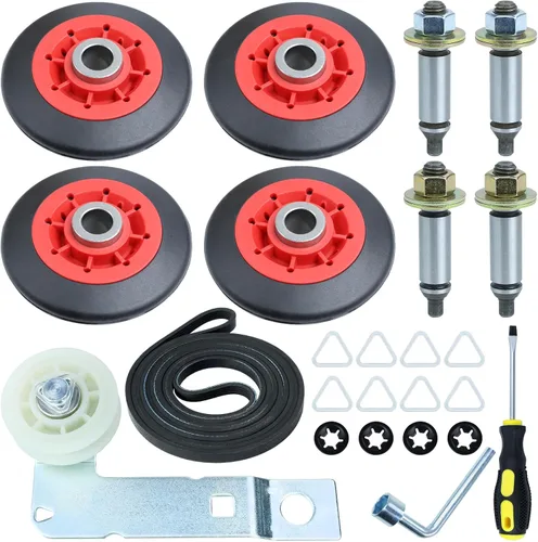 Miniatura 10 de WPW10314173 Kit de soporte de tambor de rodillo para secadores Whirlpool Maytag Includes WPW10314173 Roller Drum Support Kit with WP691366 Idler