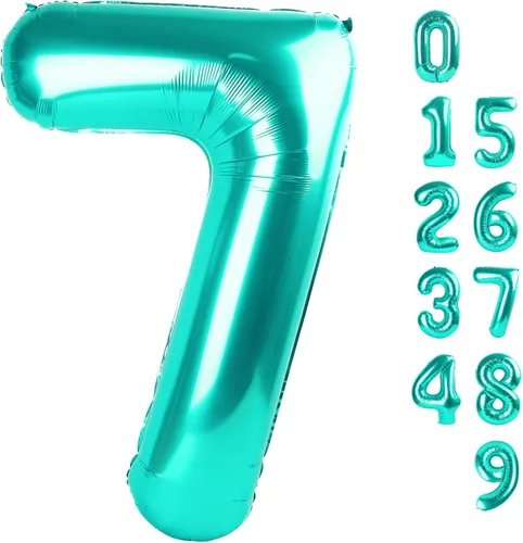 Miniatura 446 de Globos de números de 5 globos de 40 pulgadas, decoraciones de cumpleaños azules para niños y niñas, globos de números azul marino grandes