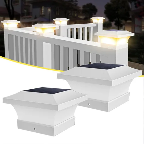 Miniatura 11 de T-SUN - Luces solares de poste, luces impermeables al aire libre para postes de madera de 4 x 4, iluminación LED blanca de 6000K, para cubierta
