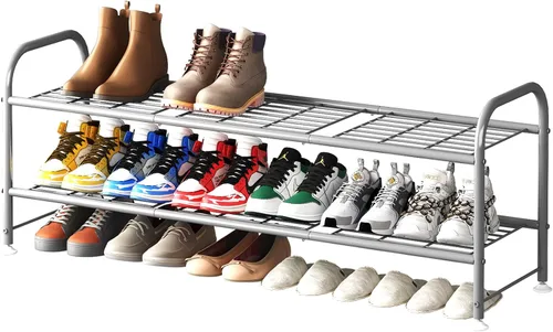 Miniatura 11 de LINZINAR Zapatero de 2 niveles organizador de almacenamiento para armario entrada metal negro