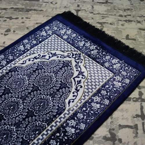 Miniatura 3 de Modefa Alfombra de oración islámica turca, alfombra de terciopelo suave y afelpado, tapete de oración tradicional musulmana, Janamaz Sajada Azul