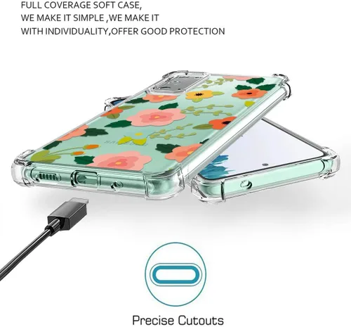 Miniatura 6 de Osophter funda flexible para Samsung Galaxy S20 FE 5G, diseño floral, para niñas y mujeres, absorción de golpes, de goma de poliuretano termoplástico
