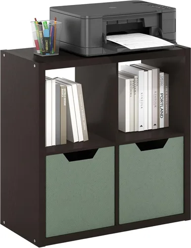 Miniatura 18 de Furinno Organizador de Almacenamiento en Cubos Decorativos con Respaldo Abierto, 4 Cubos, Gris Claro