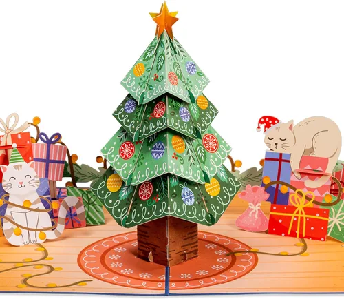 Miniatura 12 de Paper Love Tarjeta de Navidad desplegable 3D, automóvil, regalo para Navidad o vacaciones, cubierta de 5 x 7 pulgadas, incluye sobre y etiqueta