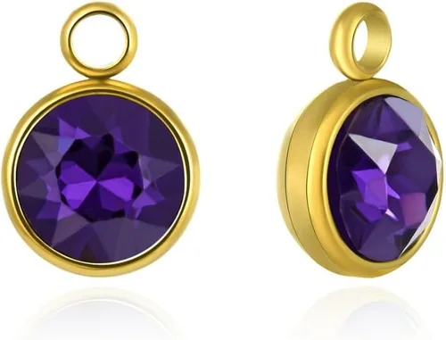 Miniatura 16 de Adabele Colgante de acero inoxidable chapado en oro amarillo de 18 quilates con piedra natal redonda de grado A de 0.236 in y 0.394 in, no se