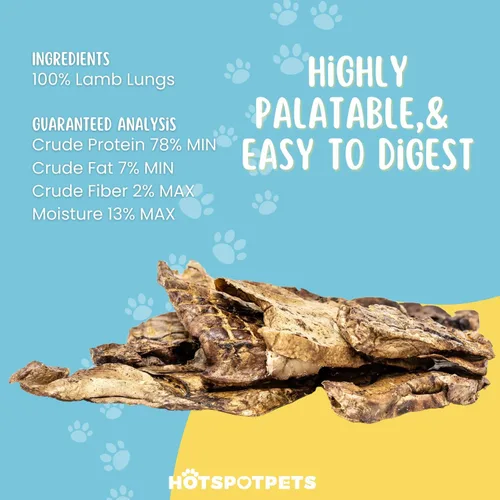 Miniatura 7 de Hotspot Pets Golosinas para perros de pulmón de cordero deshidratadas de un solo ingrediente, bolsa grande de 1 libra, totalmente natural, fabricada