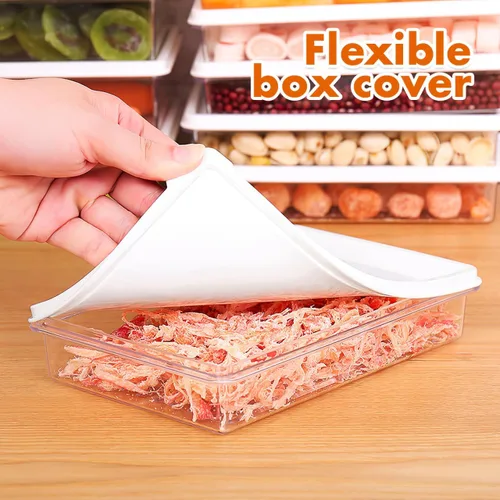 Miniatura 3 de Hemoton Recipiente de almacenamiento de tocino para refrigerador, caja hermética de carne fresca, 7.87 x 7.87 x 7.87 pulgadas, plástico transparente