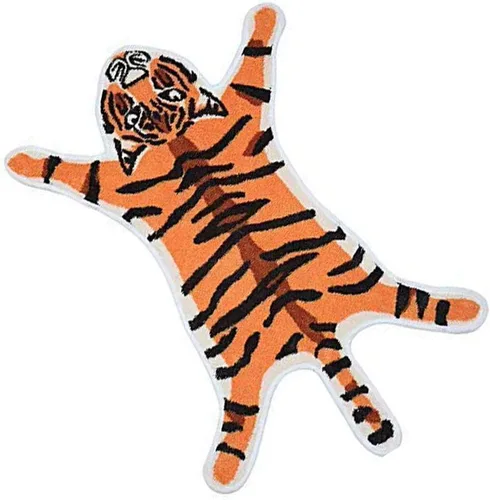 Miniatura 8 de Alfombra de baño con forma de tigre marrón lindo para baño, antideslizante, absorbente, decoración de animales de dibujos animados, alfombra