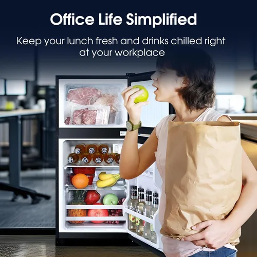 Miniatura 7 de Anypro Refrigerador de 3.2 pies cúbicos con congelador, refrigerador de doble puerta con congelador, control de temperatura, estantes ajustables