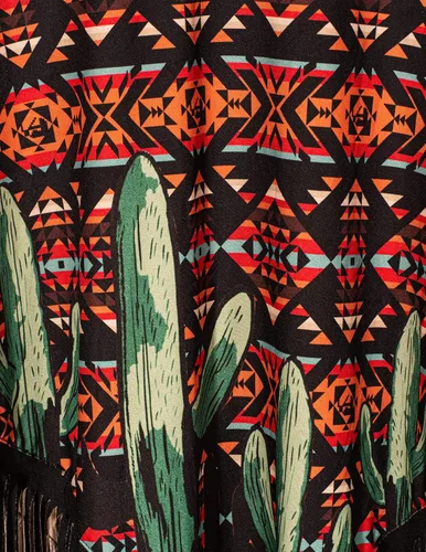 Miniatura 5 de Montana West Poncho con estampado de caballo azteca para mujer capa de chal con flecos de vaquera occidental