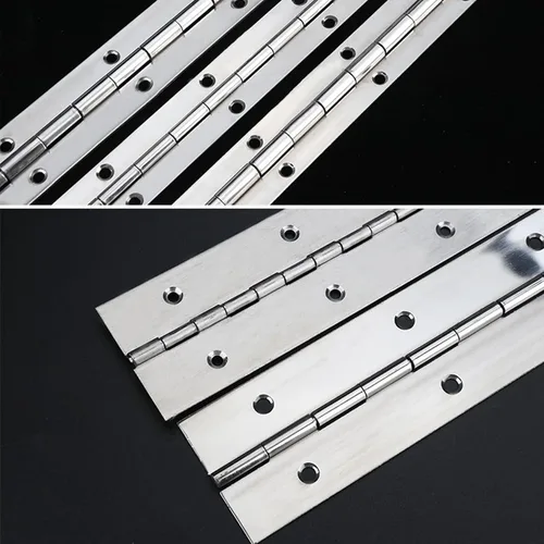 Miniatura 5 de Bisagras continuas y de piano, 2 piezas de bisagra continua de acero inoxidable con agujeros, bisagras de piano pulidas de acero inoxidable