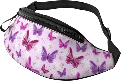 Riñonera, bolsa de mensajero para deportes al aire libre y ocio, bolsa cruzada en el pecho para hombres y mujeres, rosado, púrpura, (Pink And Purple