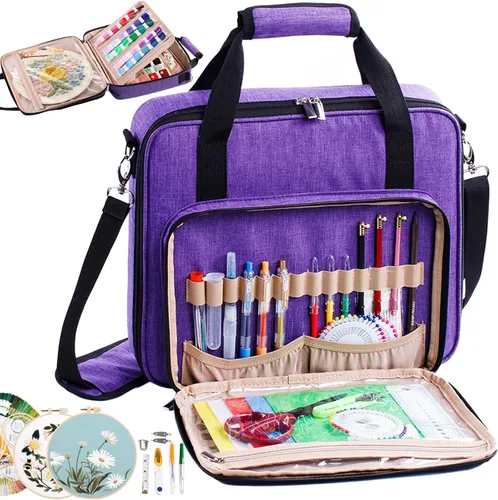 Miniatura 8 de MYBAGZING Bolsa Grande para Proyectos de Bordado - Organizador de Suministros para Punto de Cruz - Bolsa para Kits de Bordado - Almacenamiento