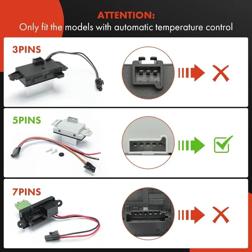 Miniatura 2 de Kit de resistencia del motor del soplador HVAC A-Premium con arnés compatible con vehículos Chevrolet, GMC, Buick, Cadillac y Olds - Silverado