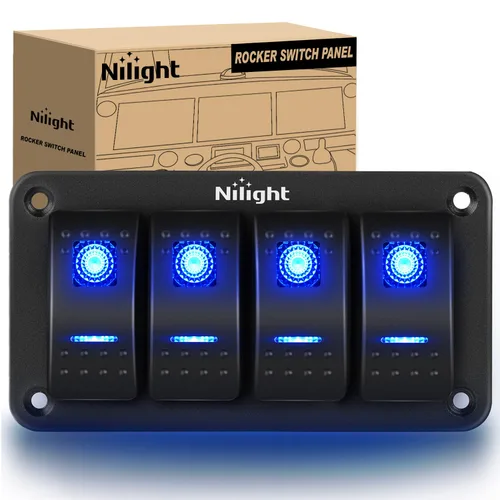 Miniatura 34 de Nilight Panel de interruptor basculante de 2 posiciones, 12V 24V DC, interruptores rojos, aluminio, 5 pines, ON OFF, precableado, impermeable