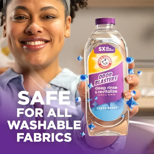 Miniatura 8 de ARM & HAMMER Odor Blasters Enjuague Profundo y Revitalizante para Telas, Aditivo para Lavandería, Elimina Sudor y Olores a Humedad, Aroma Fresh