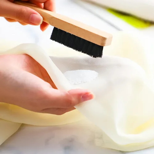 Miniatura 4 de 3 piezas de cepillo de manchas de lavandería cepillo de cerdas suaves muebles de terciopelo con mango de madera herramienta de manchas para limpieza