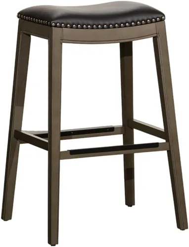 Miniatura 14 de DTY Indoor Living Durango - Taburete de cuero regenerado, taburete de mostrador de 24 pulgadas, acabado natural, asiento de cuero de silla Acabado
