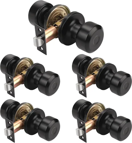 Miniatura 32 de KNOBWELL Paquete de 4 pomos de puerta cuadrados modernos para paso, pomos de puerta interiores, manija de puerta de pasillo y armario, color negro