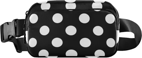 Miniatura 8 de Riñoneras de lunares blancos y negros para mujeres y hombres, con correa ajustable, cangureras de moda, bolsa cruzada para entrenamiento, correr, #04