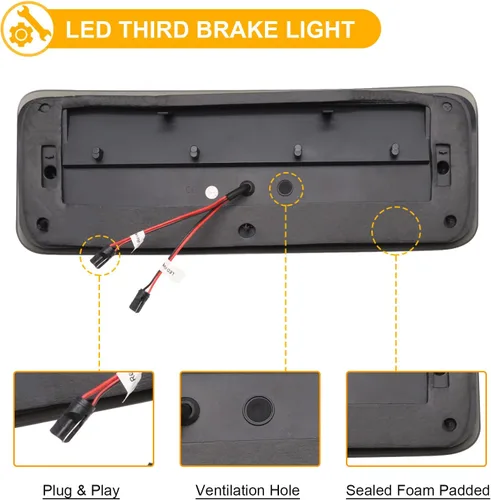 Miniatura 5 de R&F Auto Tercera luz de freno LED de repuesto para F150 (2004-2008)/Explorer Sport Trac (2007-2010)/Mark LT (2006-2008) Luces de carga de techo