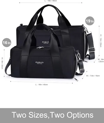 Miniatura 8 de Bolsa de gimnasio para mujer con compartimento para zapatos y bolsillo para artículos húmedos, bolsa de lona para viajes, deportes, fitness