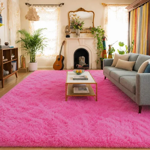 Miniatura 20 de Alfombra mullida de 5 x 8 pies, apta para mascotas, de fácil cuidado, ultra suave, con respaldo antideslizante, moderna alfombra de felpa mullida