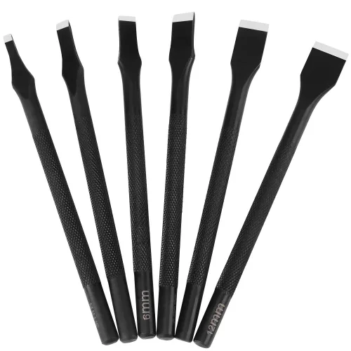 Juego de 6 herramientas de cuero para manualidades, kit de agujeros rectos con ranuras de 3/5/6/8/10/0.472 in para cartera, fabricación de tarjetas