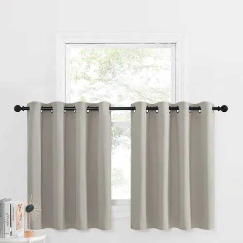 Miniatura 237 de NICETOWN Cortinas opacas de cocina para ventana sobre el fregadero, aislamiento térmico, decoración del hogar, pequeños niveles opacos con ojales
