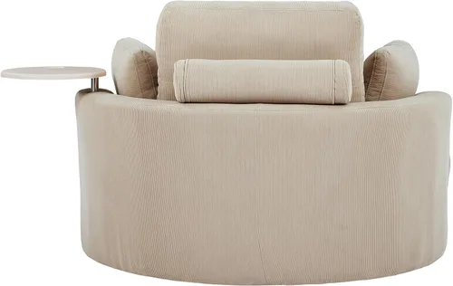 Miniatura 8 de Yoglad Silla redonda giratoria de gran tamaño, sillas de 360 grados con bandeja otomana para reposabrazos ideal para sala de estar, dormitorio