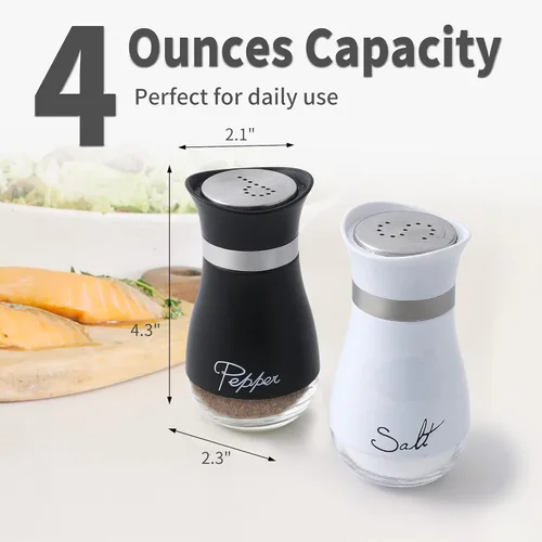 Miniatura 5 de Lonffery Juego de saleros y pimenteros – Recipientes de sal para regalos, decoración de cocina, hogar, caravana, campamento, barbacoa, dispensador