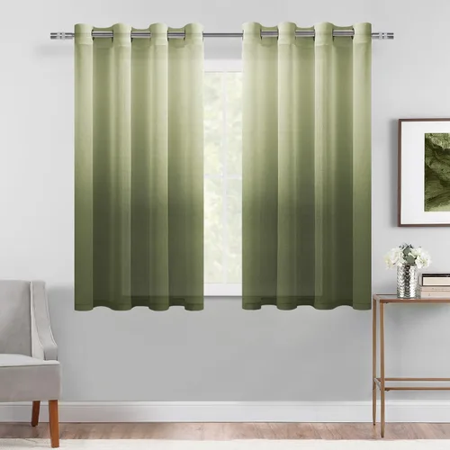 Miniatura 41 de DWCN Cortinas Transparentes Ombré - Cortinas de Lino Sintético con Gradiente Semi Voile con Ojales en la Parte Superior para Dormitorio y Sala