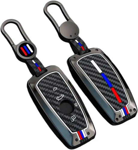 Funda para llavero, llavero, carcasa de metal compatible con BMW 1 3 4 5 6 7 Series X3 X4 M5 M6 GT3 GT5 (Gunmetal y fibra de carbono)