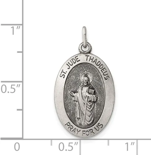 Miniatura 3 de Medalla antigua de San Judas Tadeo de plata de ley 0984in 0787in estilo QC5692