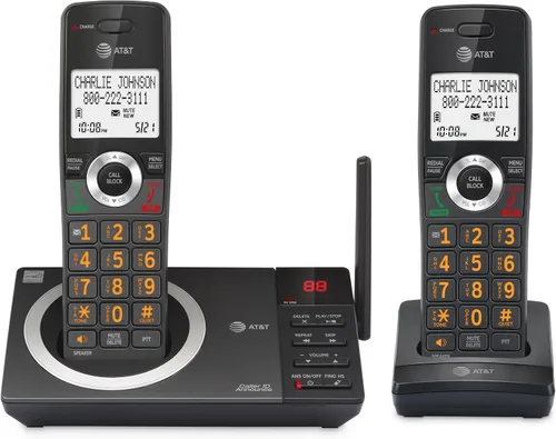 Miniatura 24 de AT&T DECT 6.0 Teléfono doméstico con cable/inalámbrico con 2 auriculares y contestador automático, bloqueador inteligente de llamadas, identificador