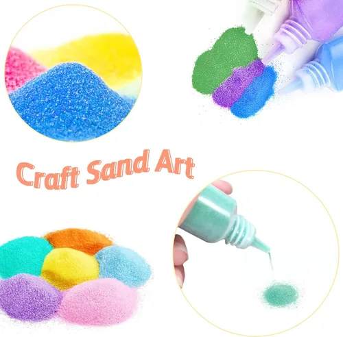 Miniatura 3 de Niurewan 24 piezas de arena artística, botellas de 1.25 onzas, kit de artes y manualidades de arena DIY, arena escénica para niños, kit de arena
